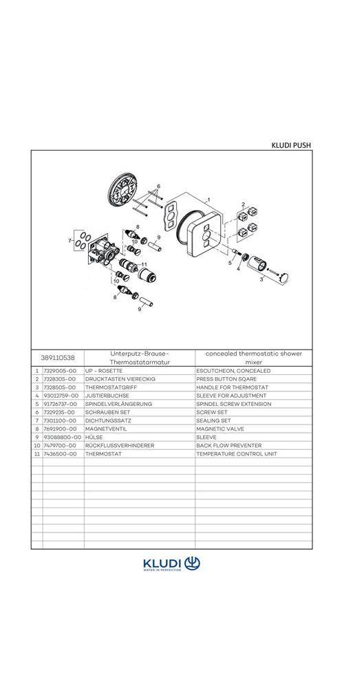 Kludi UP-Thermostatarmatur PUSH Feinbaus m FE soft edge chrom