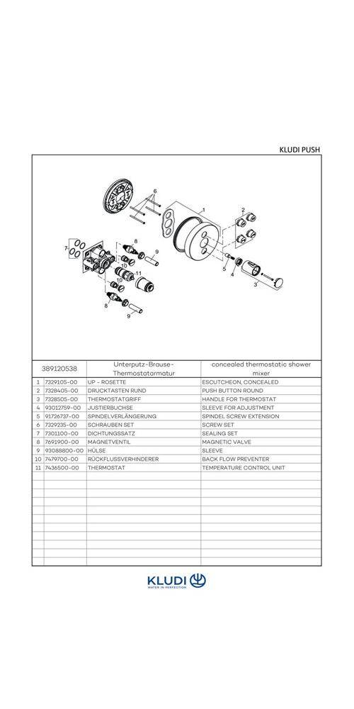 Kludi UP-Thermostatarmatur PUSH Feinbaus mit Funktionseinheit rund