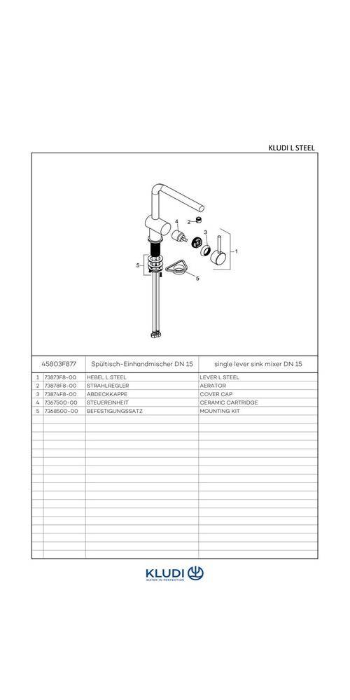 Kludi Spültisch-Einhandmischer STEEL DN 15 edelstahl gebürstet