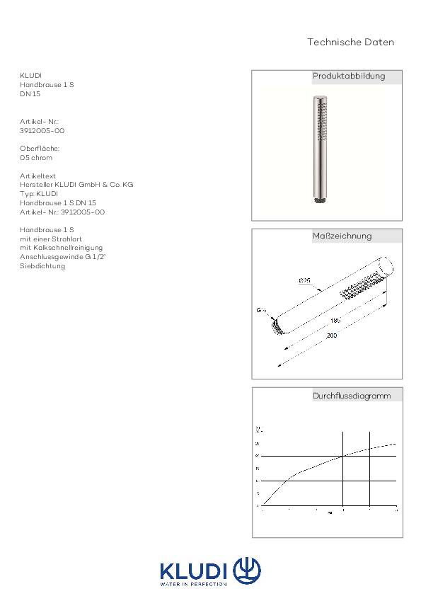 Kludi Handbrause NOVA FONTE 1S, DN 15 chrom