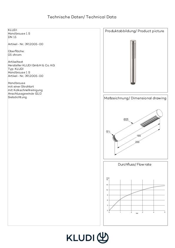 Kludi Handbrause NOVA FONTE 1S, DN 15 chrom