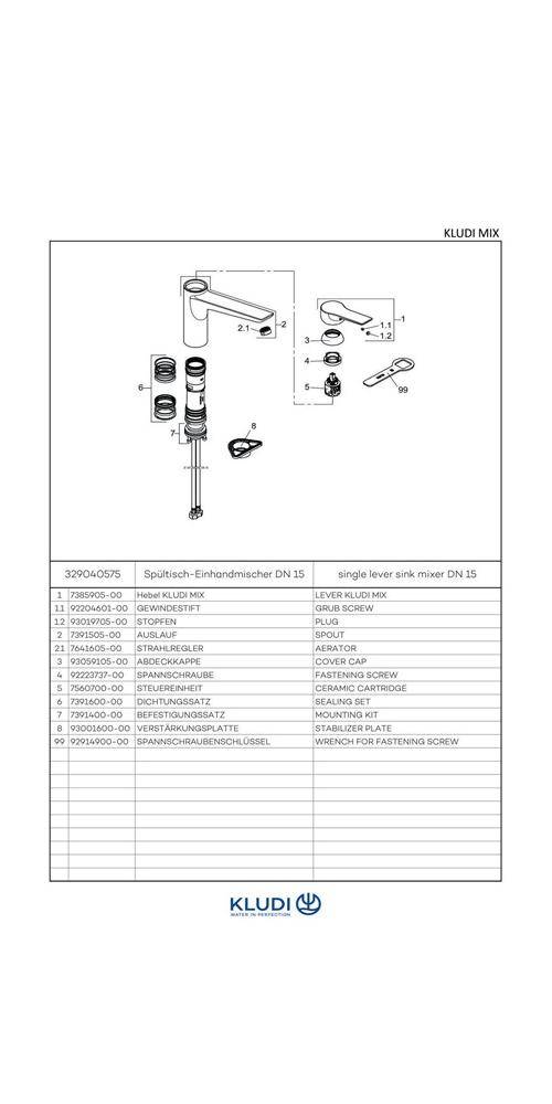 Kludi Spültisch-Einhandmischer MIX DN 15 chr