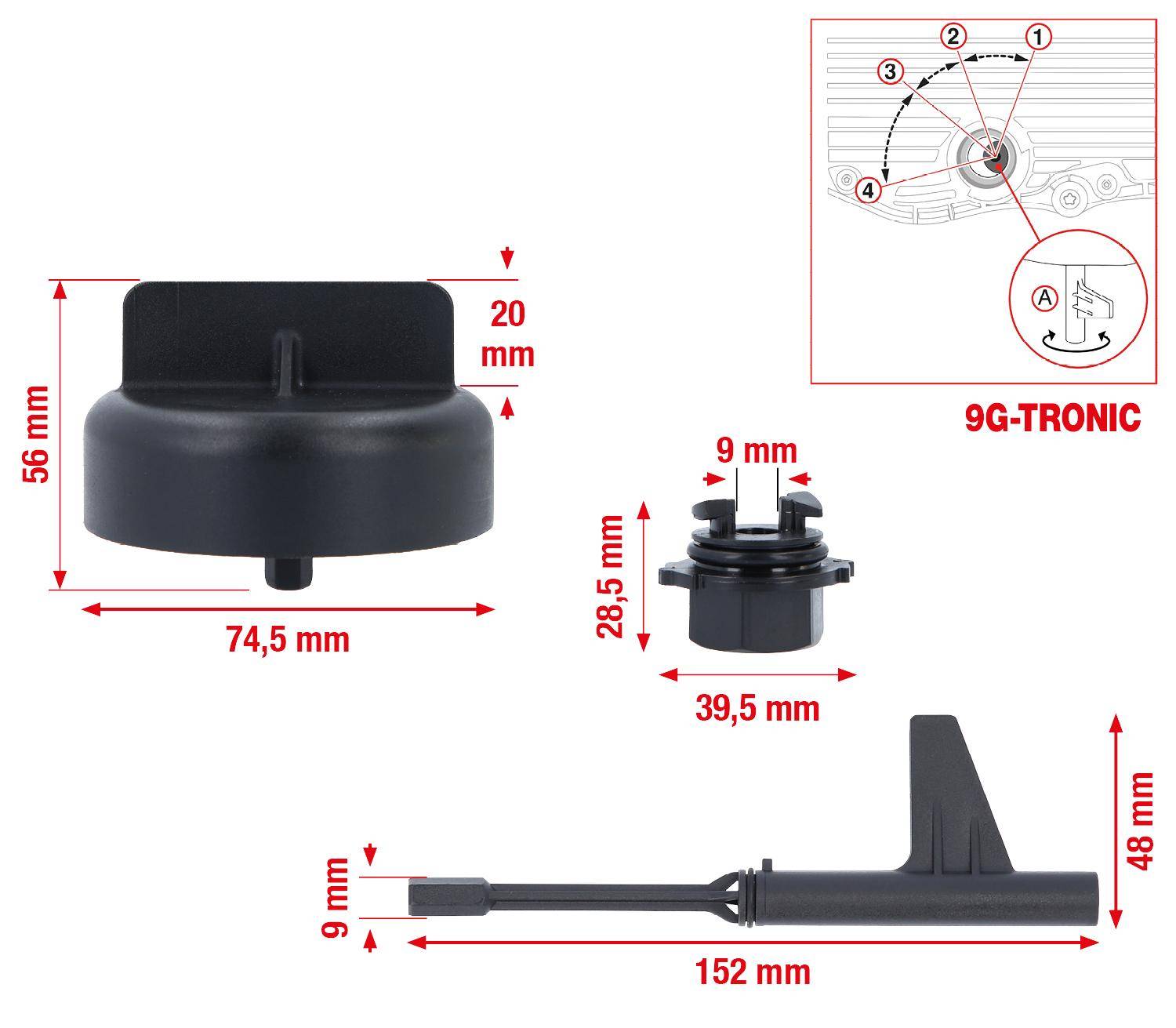 KS TOOLS Ölservice-Satz für Mercedes 9G-Tronic-Getriebe, 3-tlg