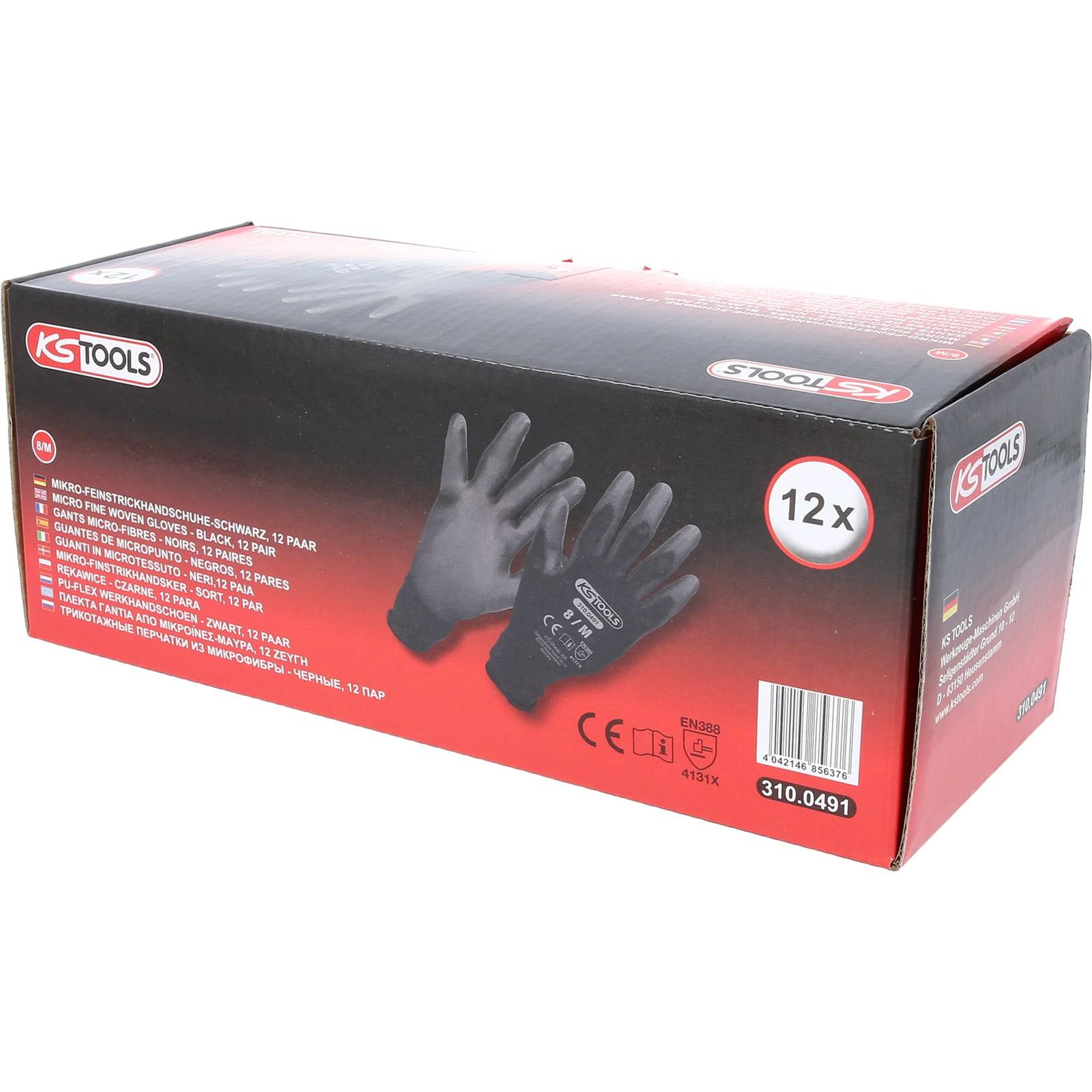 KS TOOLS Mikro-Feinstrickhandschuhe-schwarz 8 12 Paar - 310.0491