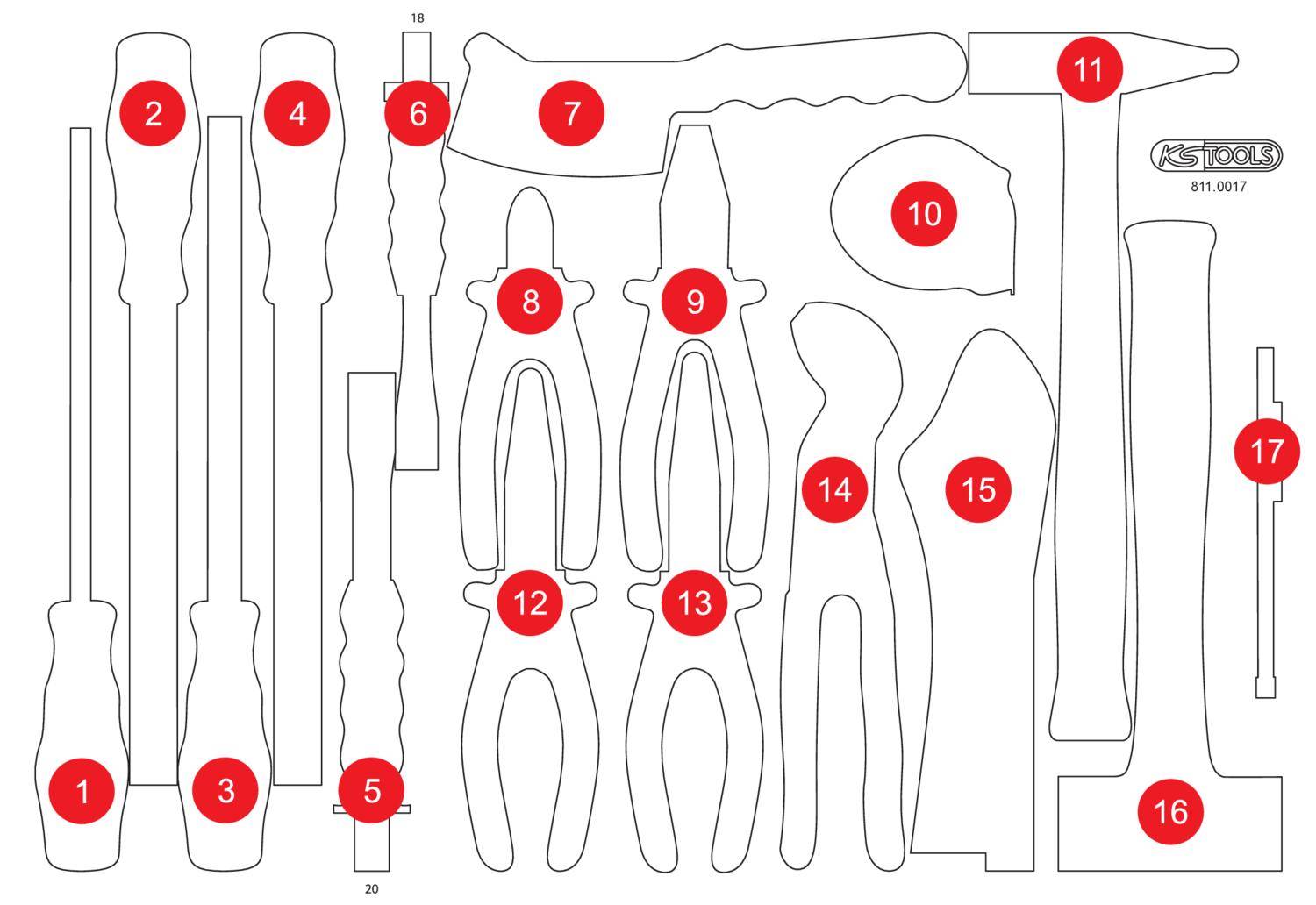 KS TOOLS Leere Schaumstoffeinlage zu 811.0017