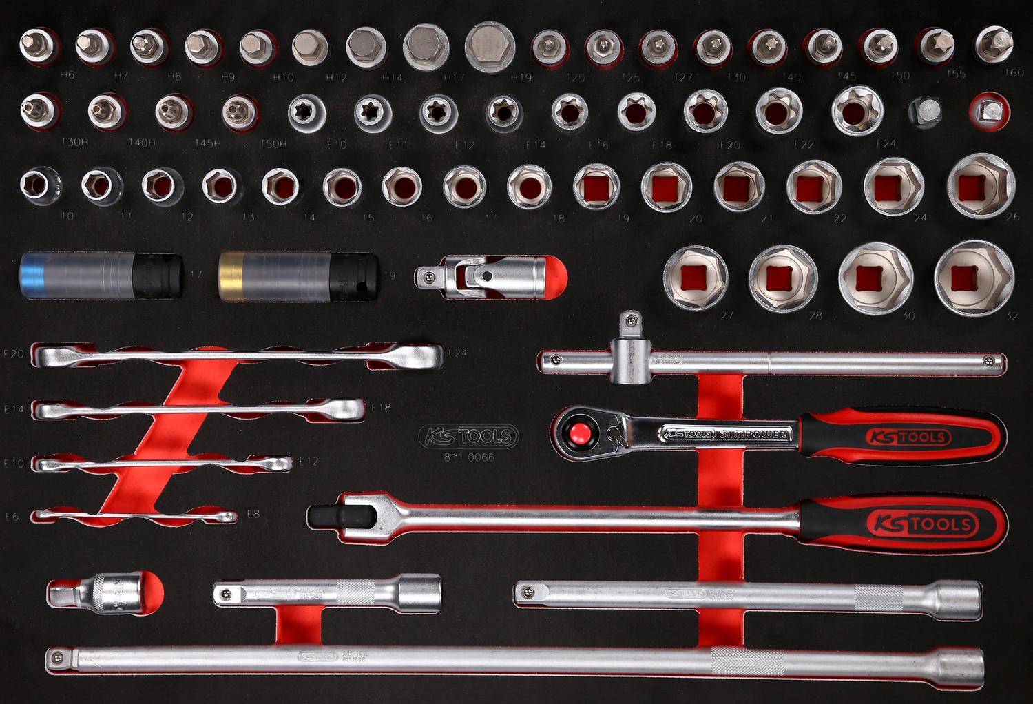 KS TOOLS 1/2" Steckschlüssel-Satz in Schaumstoffeinlage, 66-tlg