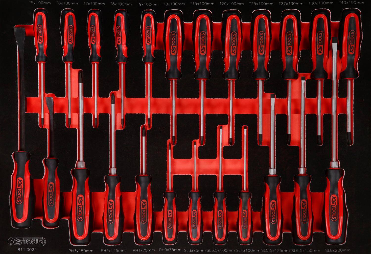 KS TOOLS Schraubendreher-Satz in Schaumstoffeinlage, 24-tlg