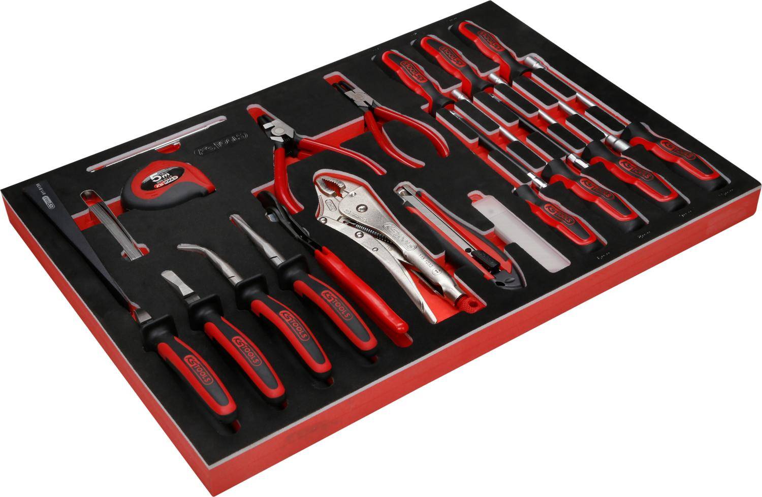 KS TOOLS Schraubendreher- / und Zangen-Satz in Schaumstoffeinlage,