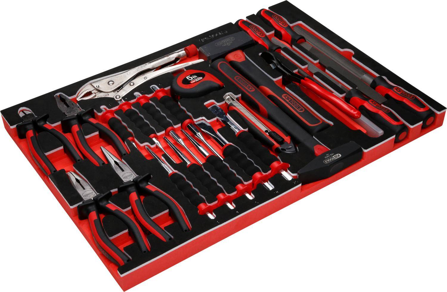 KS TOOLS Zangen- / Hammer- / und Meißel-Satz in Schaumstoffeinlage,