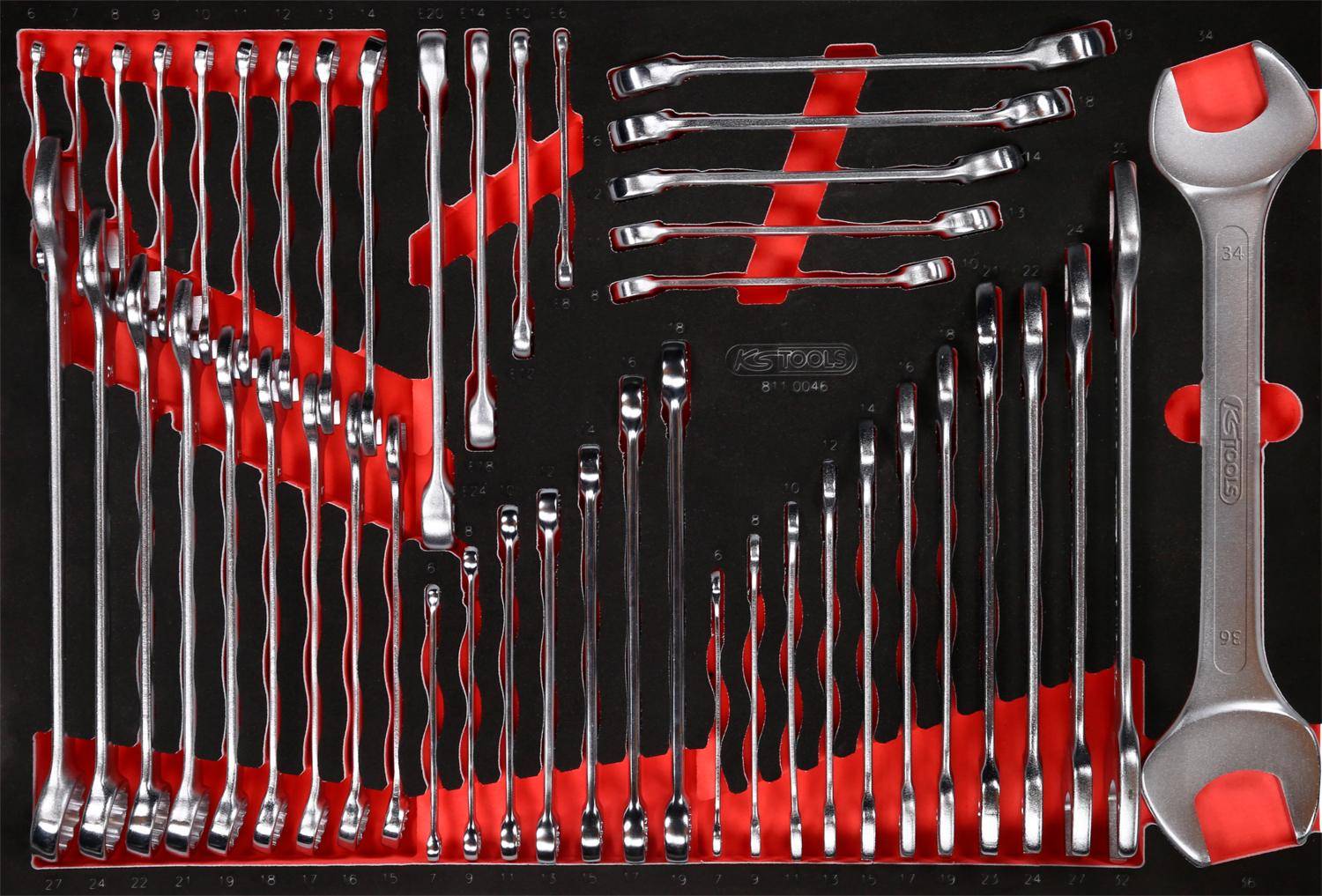 KS TOOLS Schraubenschlüssel-Satz in Schaumstoffeinlage, 46-tlg
