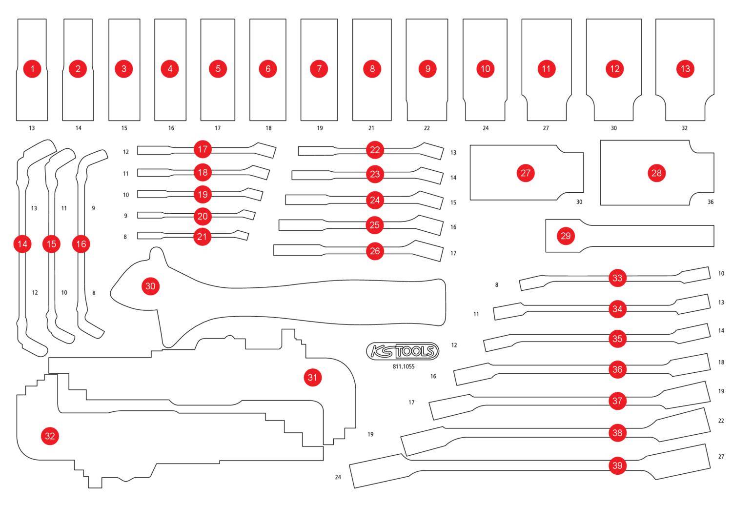 KS TOOLS Leere Schaumstoffeinlage zu 811.1055