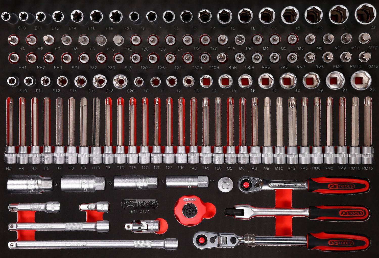 KS TOOLS 3/8" Steckschlüssel-Satz in Schaumstoffeinlage, 124-tlg