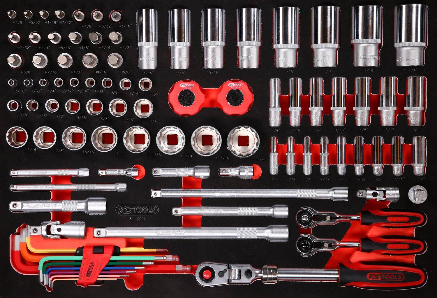 KS TOOLS 1/4" + 3/8" + 1/2" Steckschlüssel-Satz in