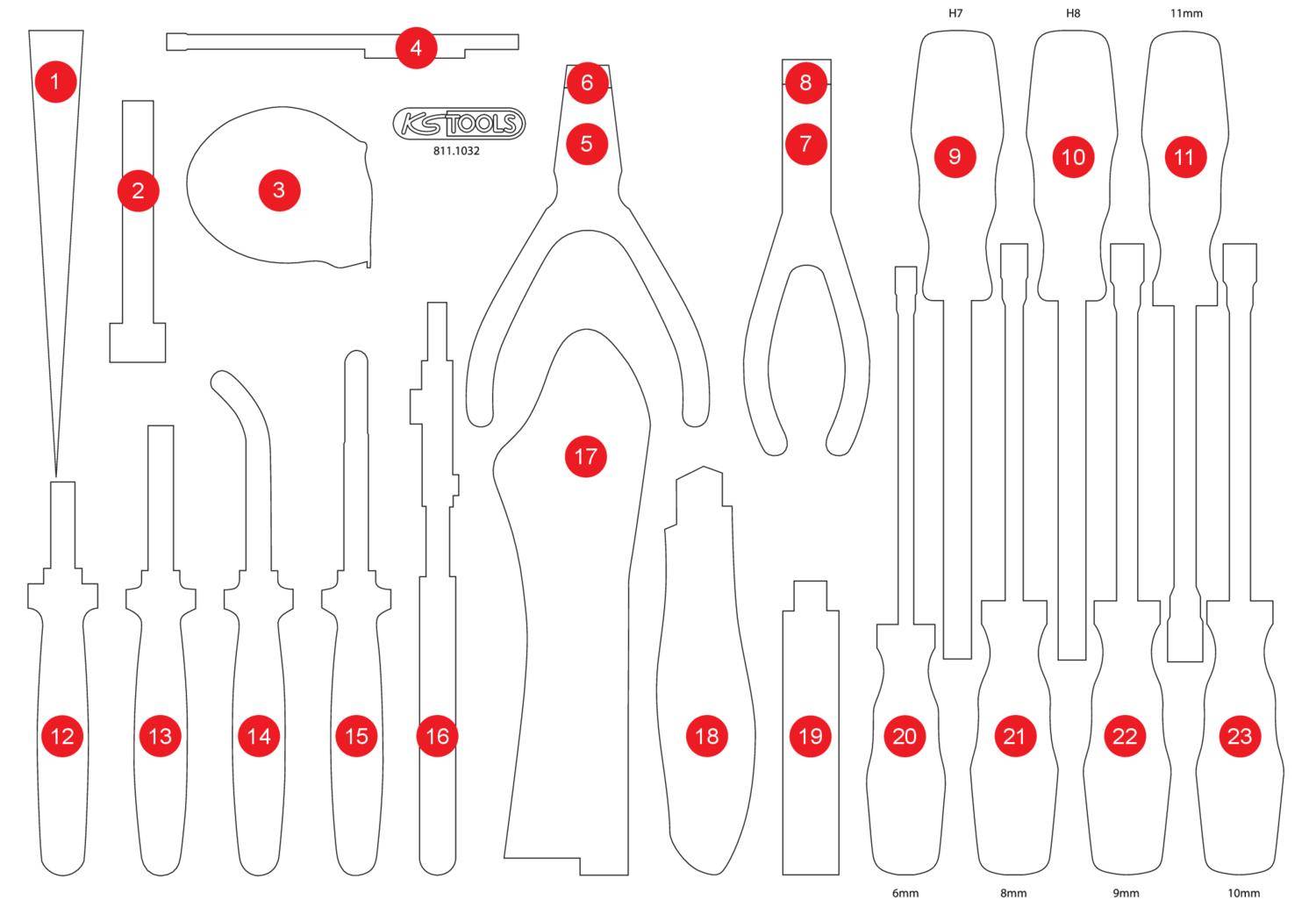KS TOOLS Leere Schaumstoffeinlage zu 811.1032