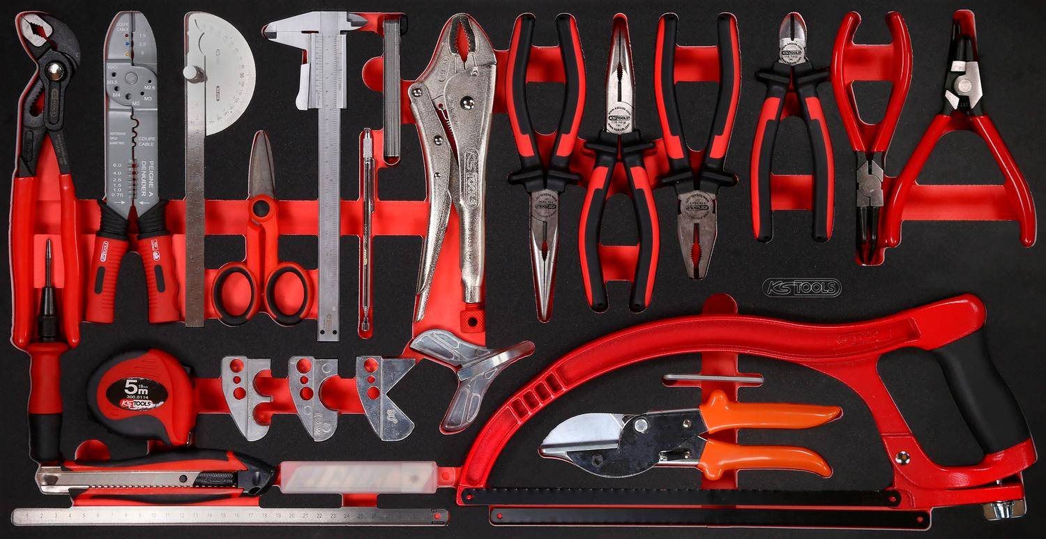 KS TOOLS Zangen- / und Messwerkzeug-Satz in Schaumstoffeinlage, 39-tlg