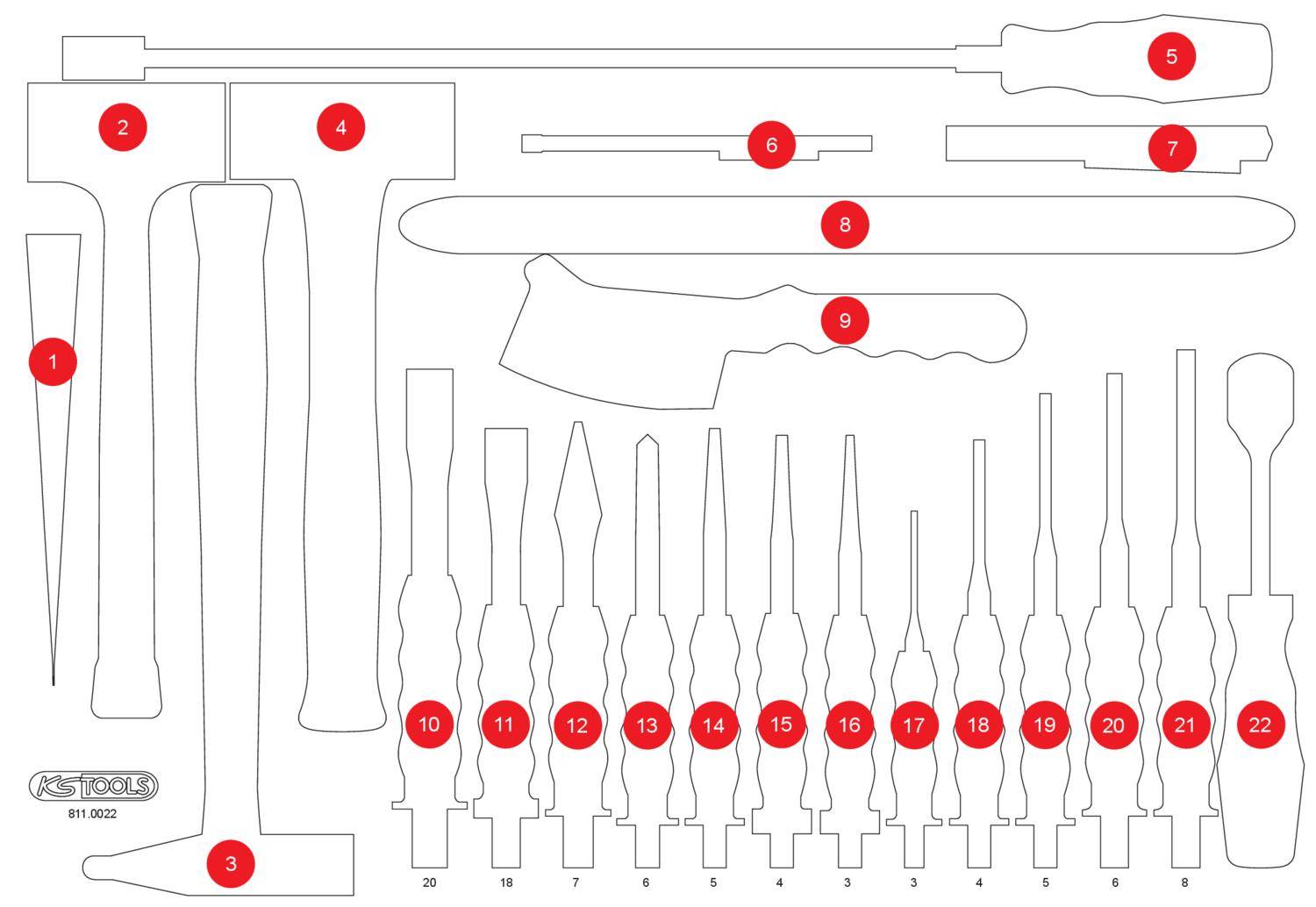 KS TOOLS Leere Schaumstoffeinlage zu 811.0022