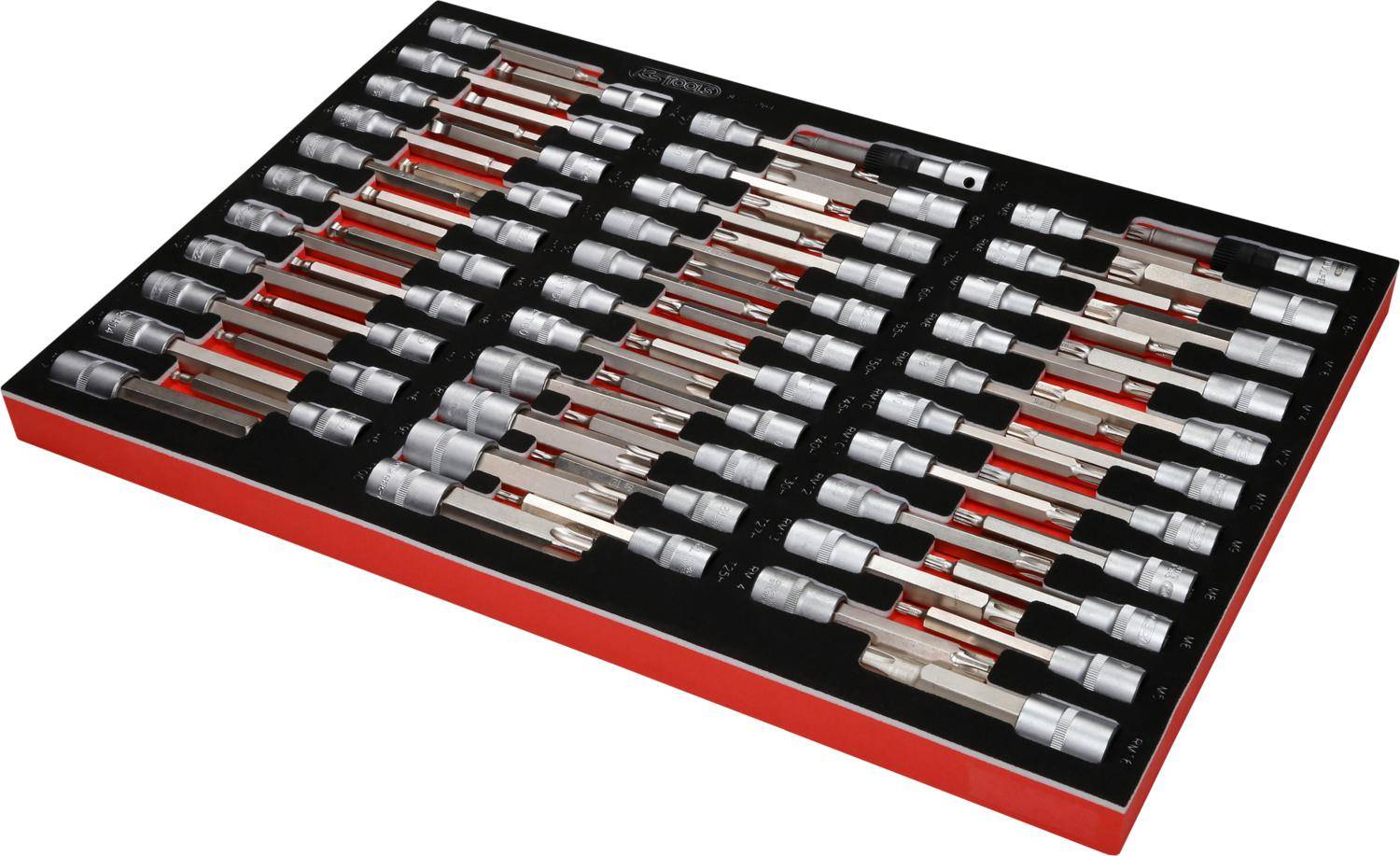 KS TOOLS 1/2" Bit-Stecknuss-Satz in Schaumstoffeinlage, 64-tlg