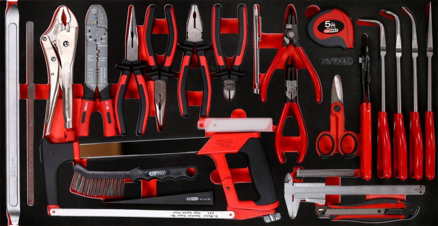 KS TOOLS Werkzeuge-Maschinen GmbH Zangen- / und Messwerkzeug-Satz in Schaumstoffeinlage, 36-tlg (813.0036)
