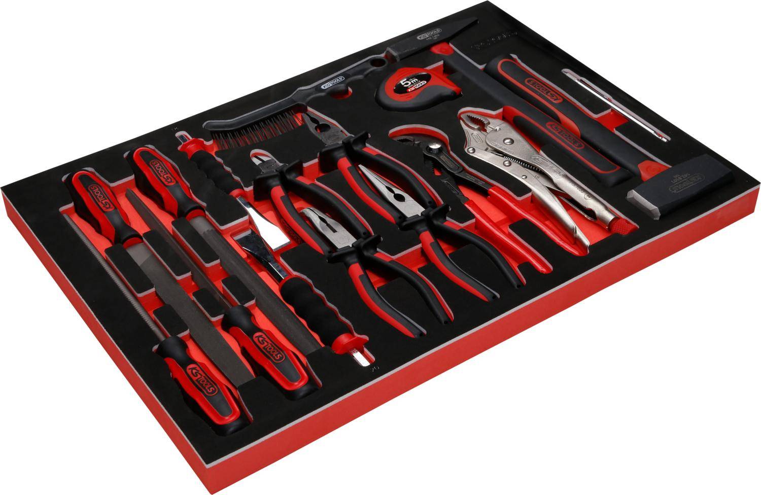 KS TOOLS Zangen- / Hammer- / und Meißel-Satz in Schaumstoffeinlage,