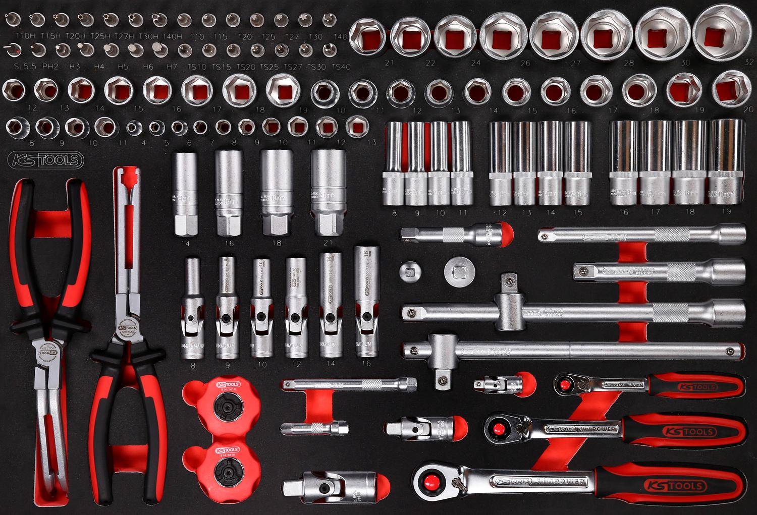 KS TOOLS 1/4" + 3/8" + 1/2" Steckschlüssel-Satz in