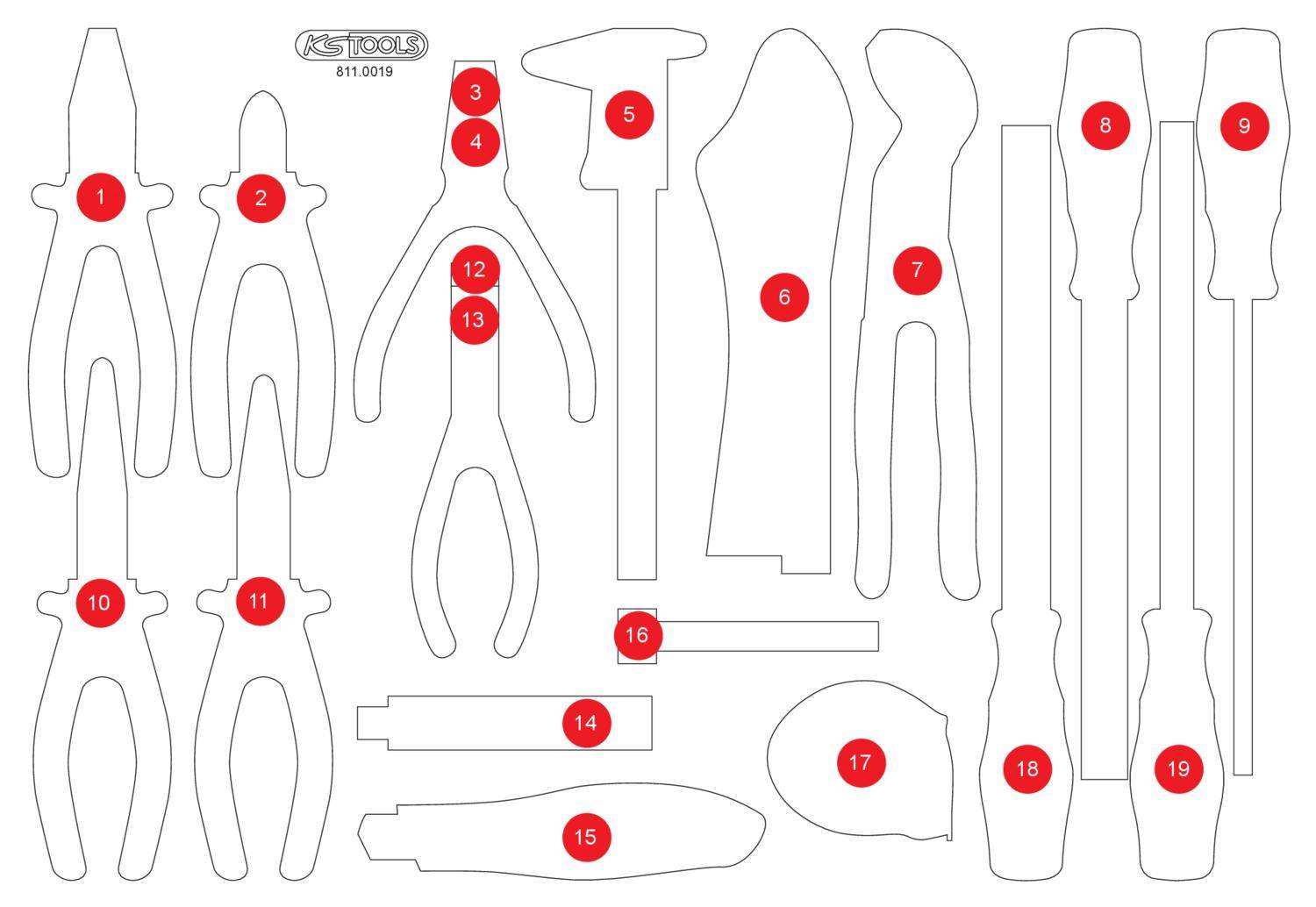 KS TOOLS Leere Schaumstoffeinlage zu 811.0019