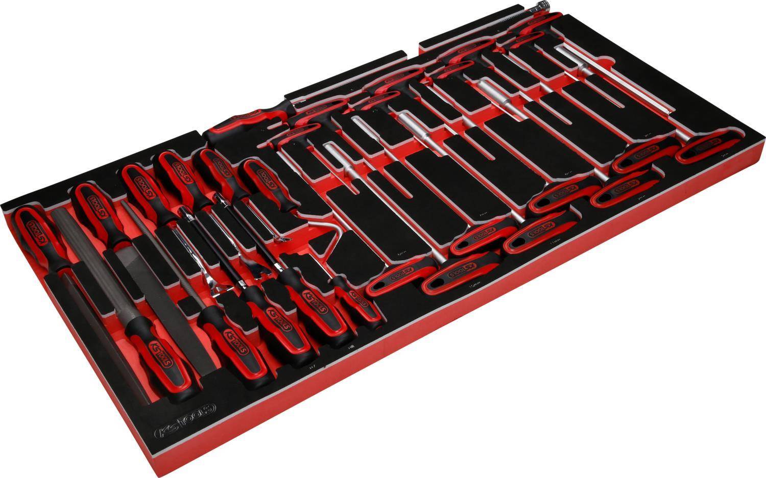 KS TOOLS Werkzeuge-Maschinen GmbH T-Griff-Winkelstiftschlüssel- / und Feilen-Satz in Schaumstoffeinlage, 28-tlg (813.002