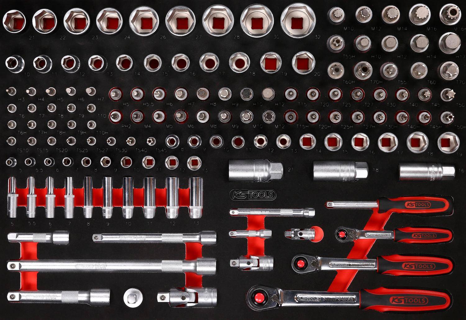 KS TOOLS 1/4" + 3/8" + 1/2" Steckschlüssel-Satz in