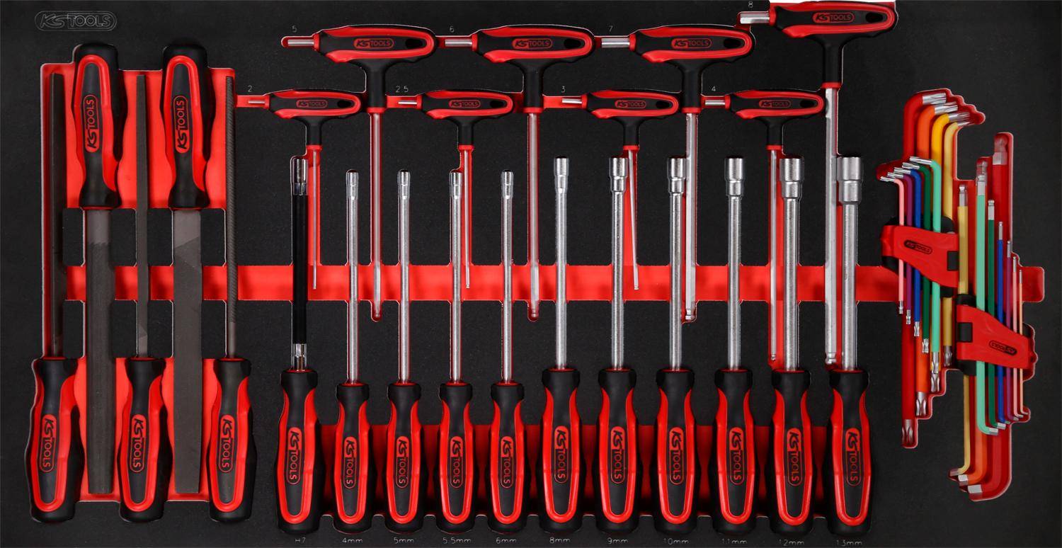 KS TOOLS Schraubendreher- / und Feilen-Satz in Schaumstoffeinlage,
