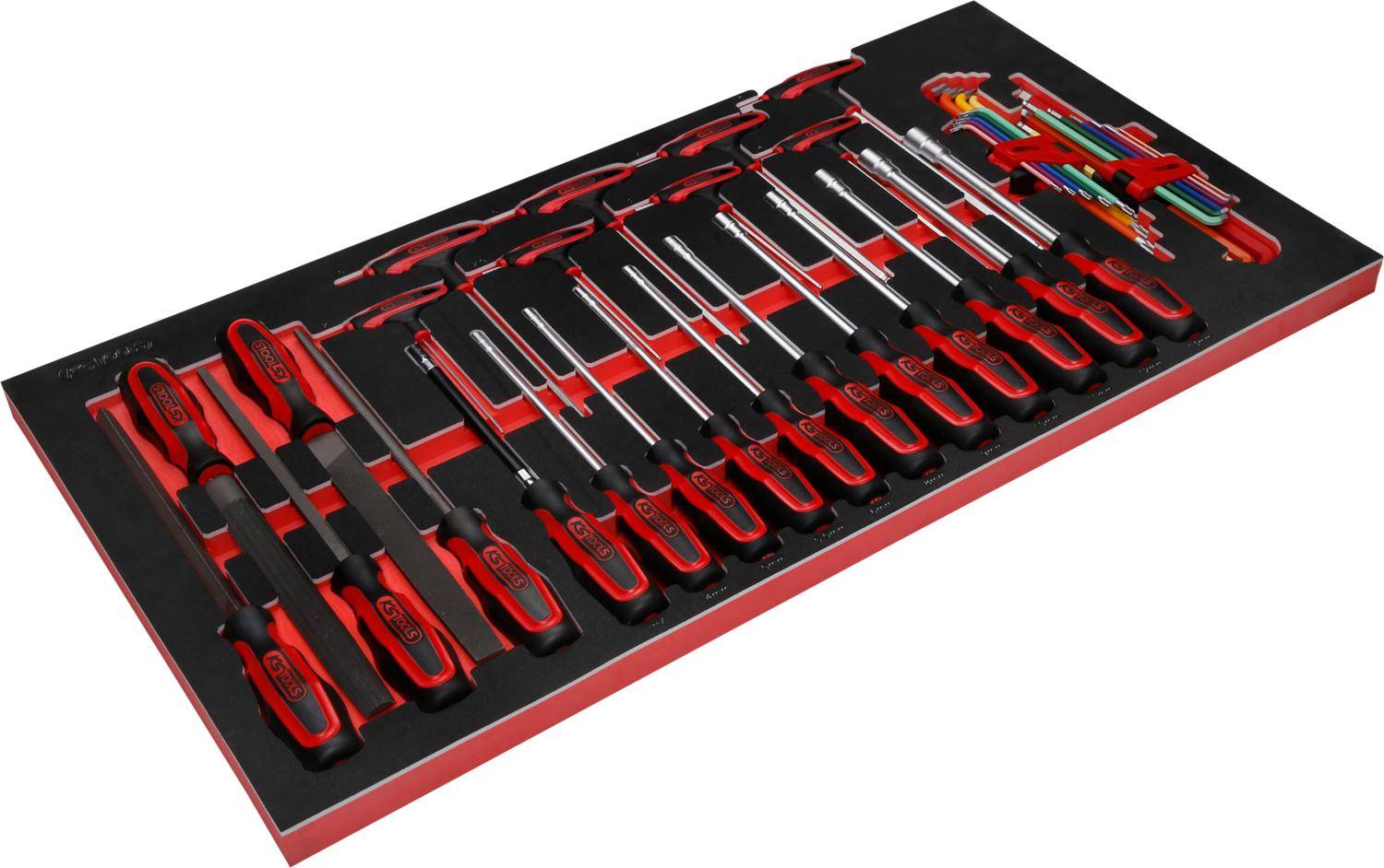KS TOOLS Schraubendreher- / und Feilen-Satz in Schaumstoffeinlage,