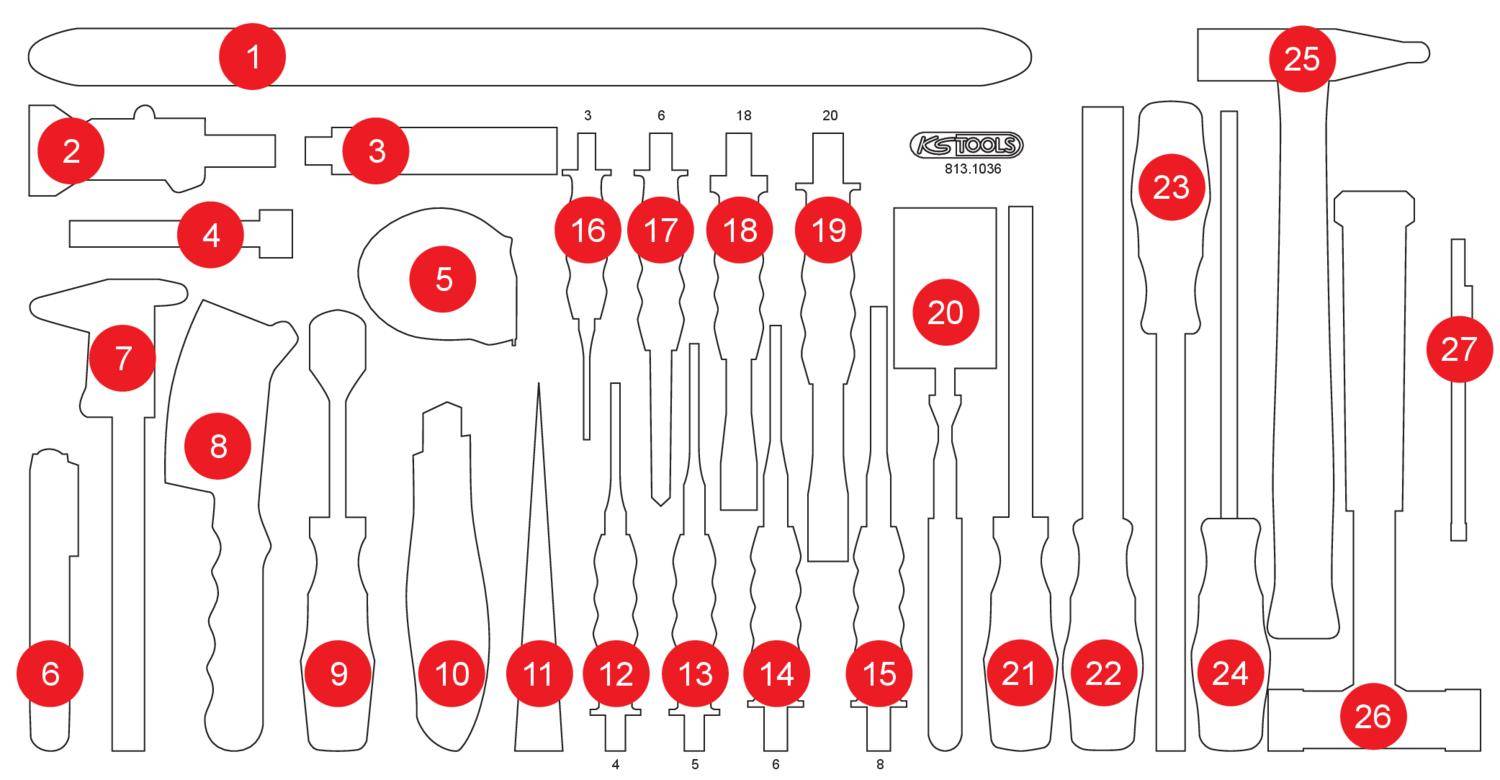 KS TOOLS Leere Schaumstoffeinlage zu 813.1036