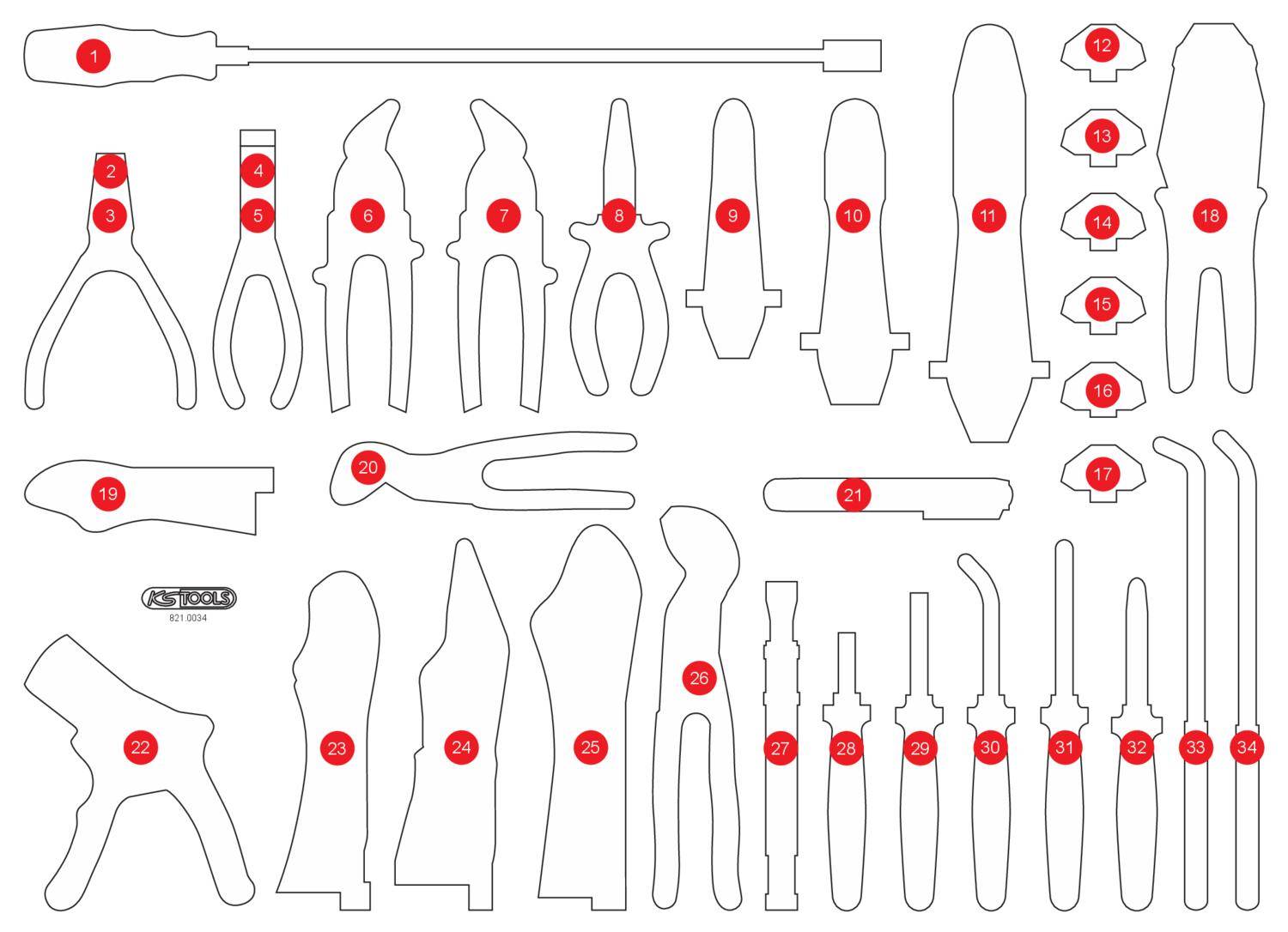 KS TOOLS Leere Schaumstoffeinlage zu 821.0034