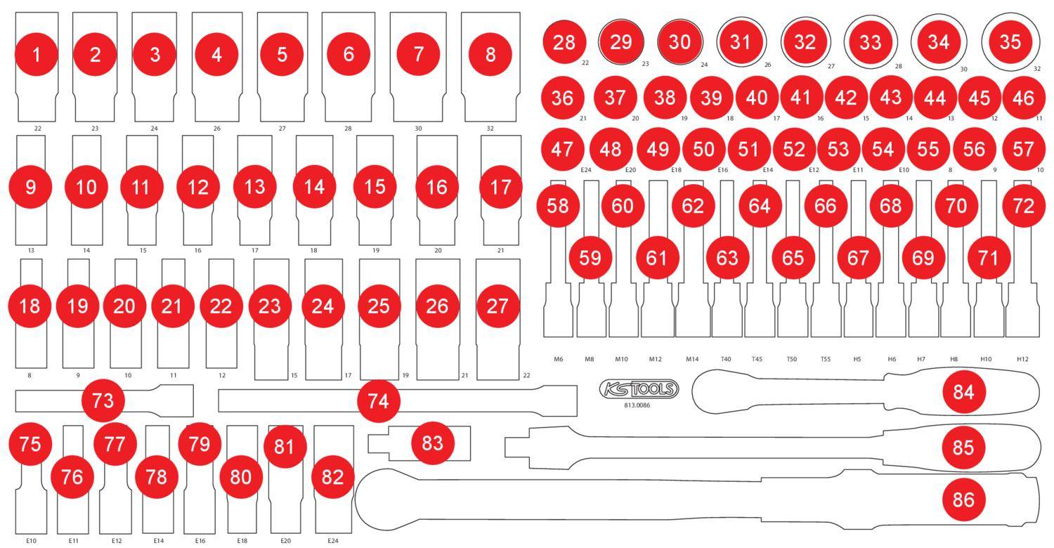 KS TOOLS Leere Schaumstoffeinlage zu 813.0086