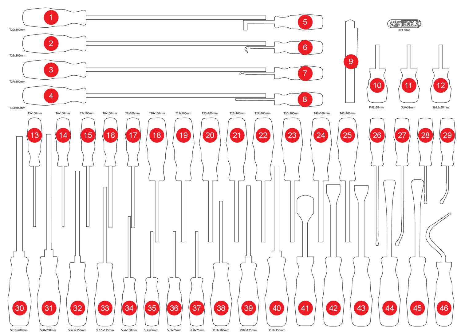 KS TOOLS Leere Schaumstoffeinlage zu 821.0046
