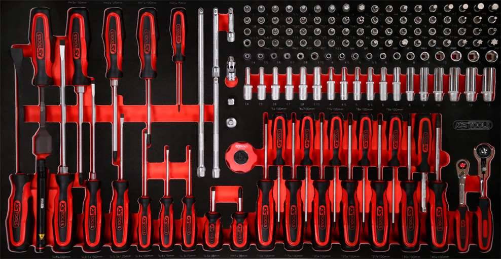 KS-Tools 813.0146 1/4'' Steckschlüssel- / und Schraubendreher-Satz in Schaumstof