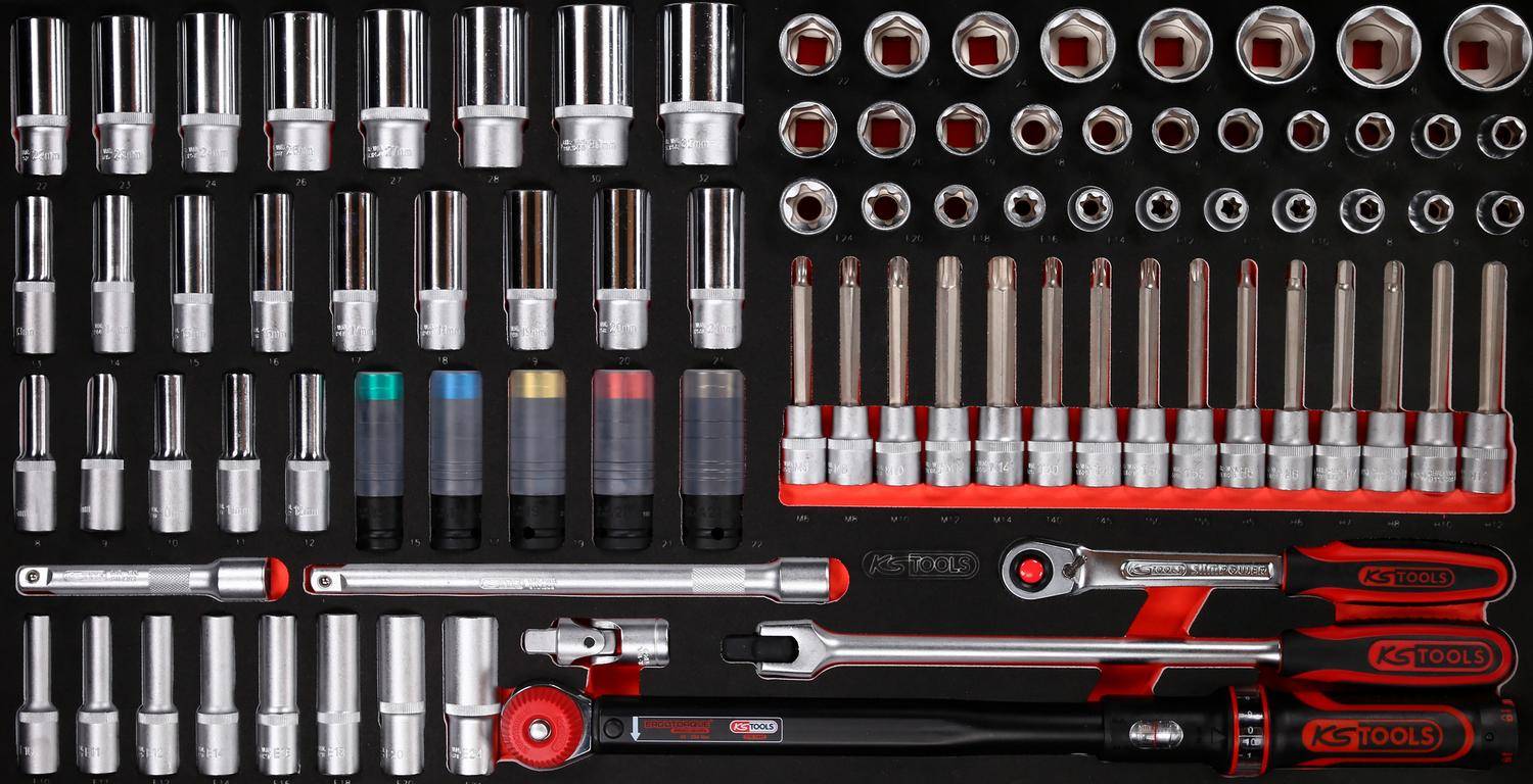 KS TOOLS 1/2" Steckschlüssel-Satz in Schaumstoffeinlage, 86-tlg