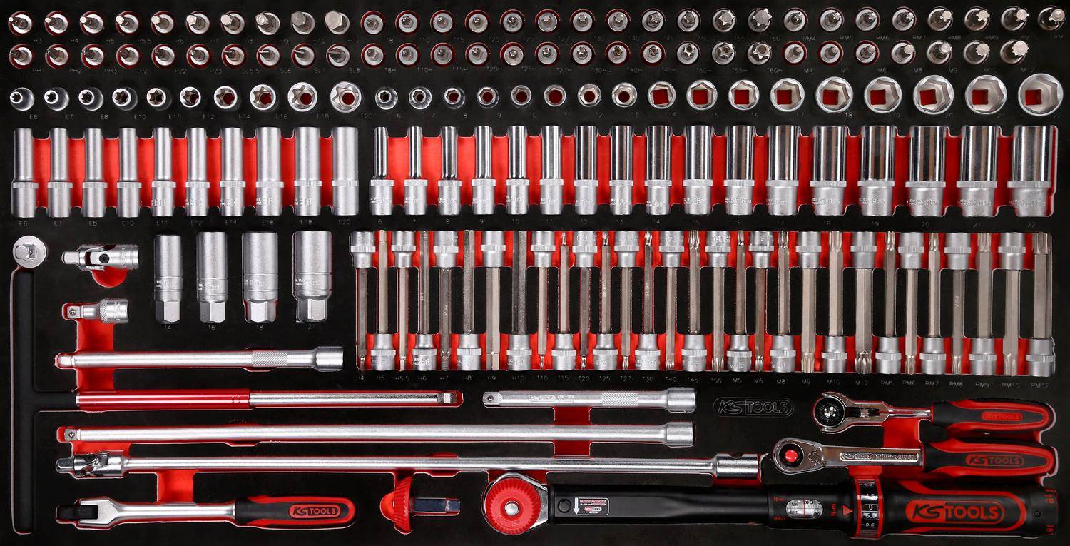 KS TOOLS 3/8" Steckschlüssel-Satz in Schaumstoffeinlage, 165-tlg