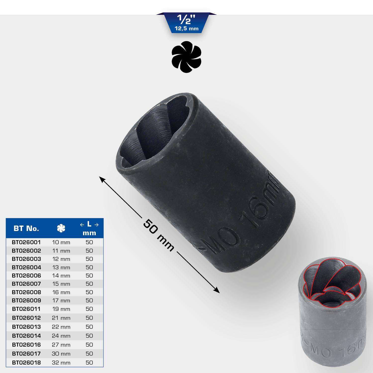 Brilliant Tools 1/2" Spiral-Profil-Stecknuss 10 mm