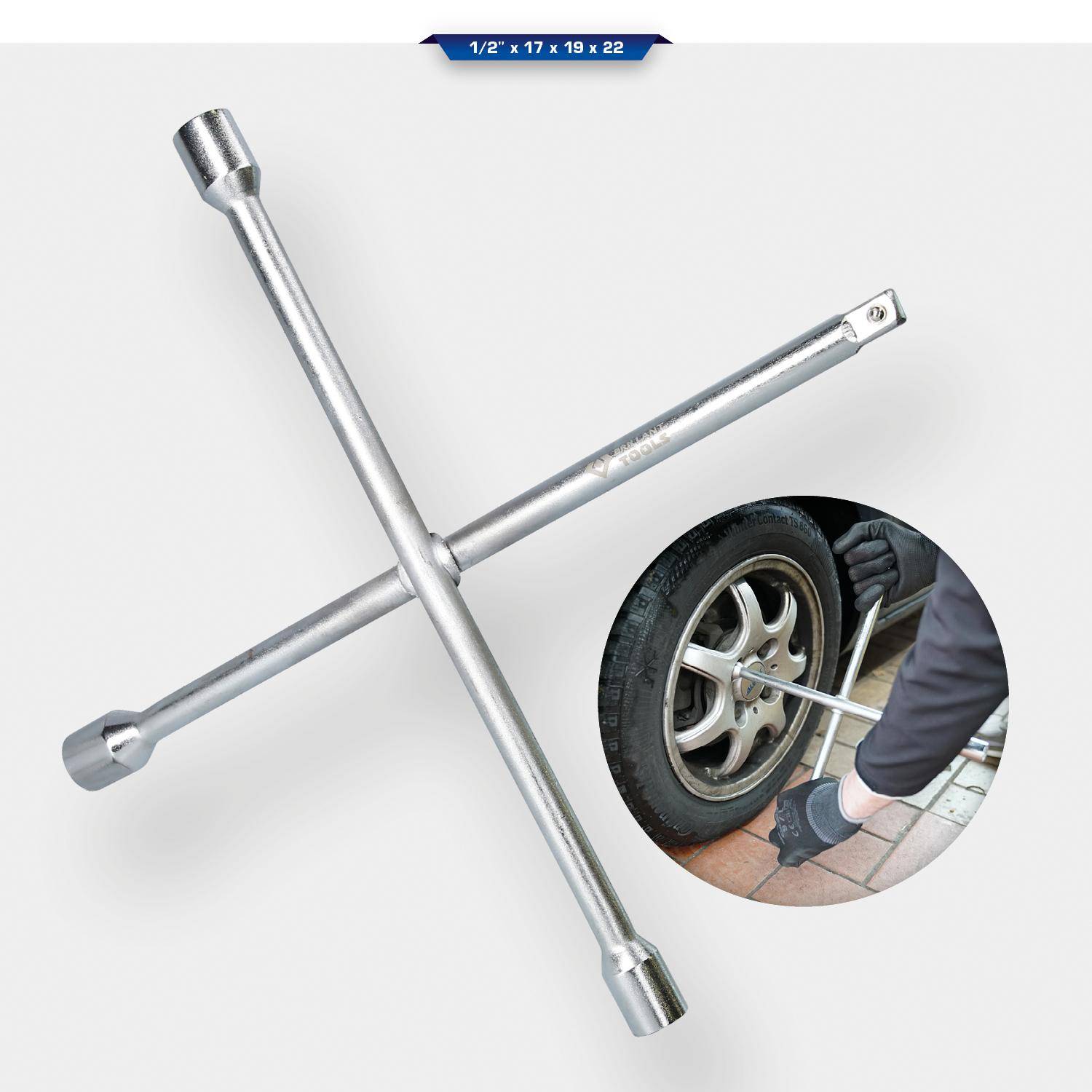 Brilliant Tools Rad-Kreuzschlüssel, 1/2" x 17 x 19 x 22 mm