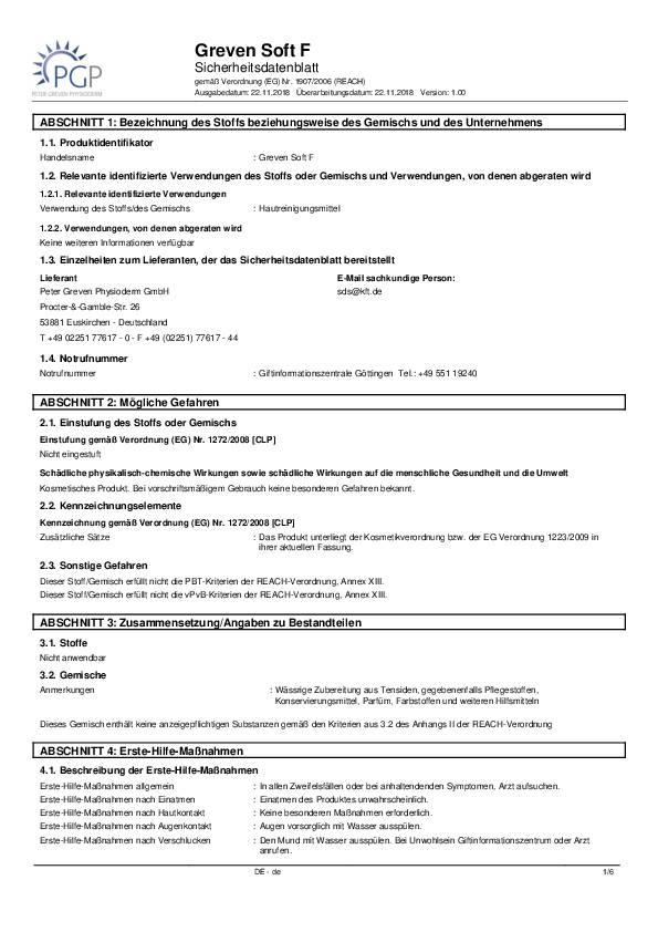 Hautreinigung GREVEN® SOFT F 10l Kanister f.8000339356 leichte Verschmutz.GREVEN
