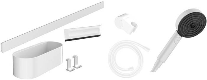 Brausekopfgröße Handbrause 105 mm · 3 Strahlarten · Durchflussmenge bei 3 bar 8,5 l/min · bestehend aus Handbrause · Brauseschlauch · Wandstang