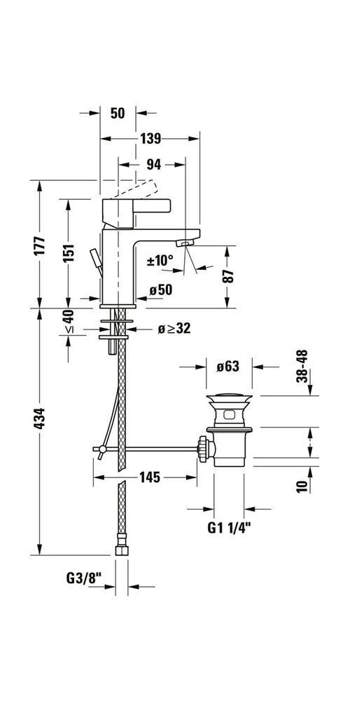 Duravit Einhebel-Waschtischmischer D-NEO S mit