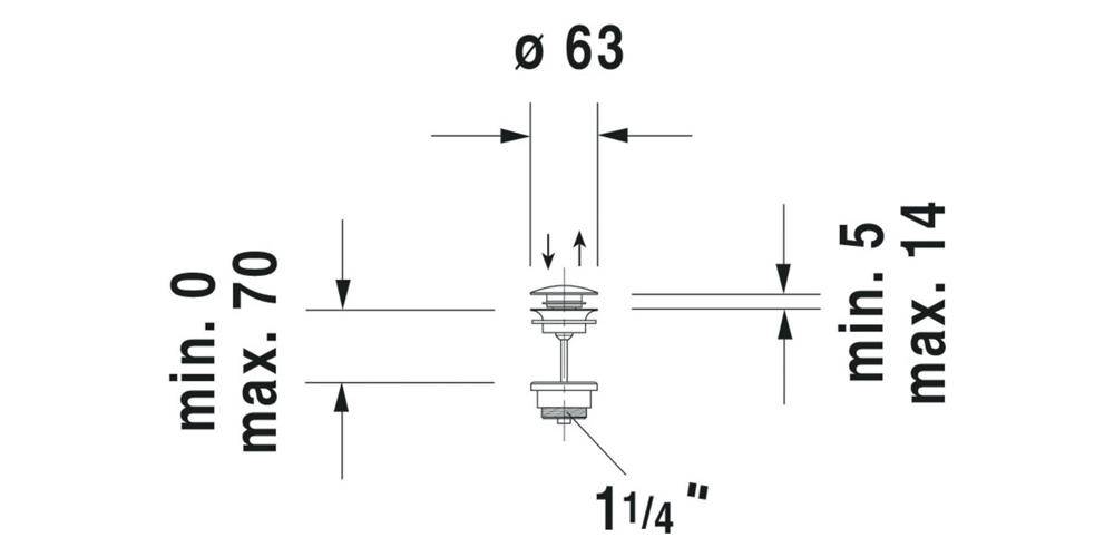 Duravit Ventil PUSH-OPEN für Waschtisch mit Überlauf mattschwarz