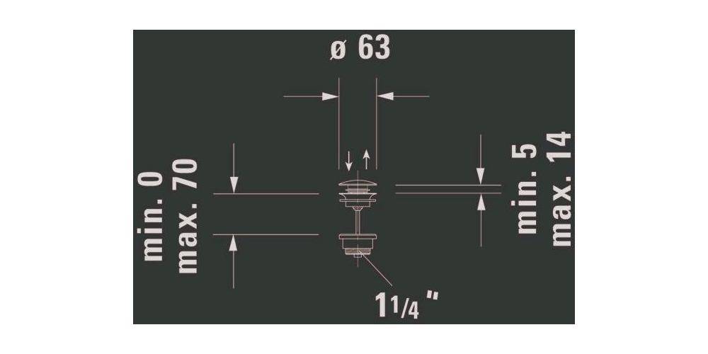 Duravit Ventil PUSH-OPEN für Waschtisch mit Überlauf mattschwarz