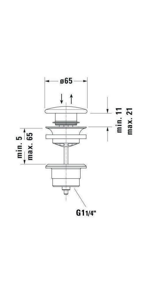 Duravit Ventil PUSH-OPEN mit keramischer Ventilabdeckhaube weiß weiß