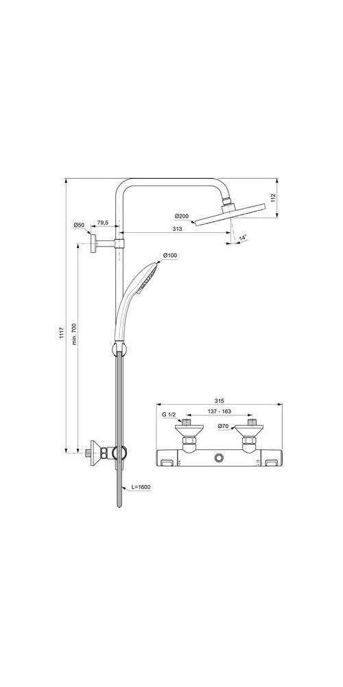 Ideal Standard Duschsystem CERATHERM 25 mit CeraTherm T25