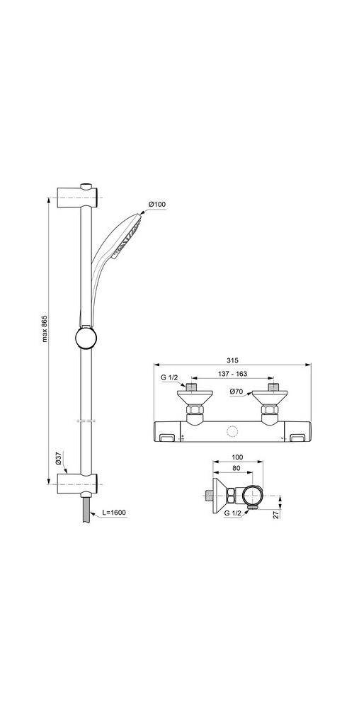 Ideal Standard Brausethermostat CERATHERM 25 m CeraTherm T25
