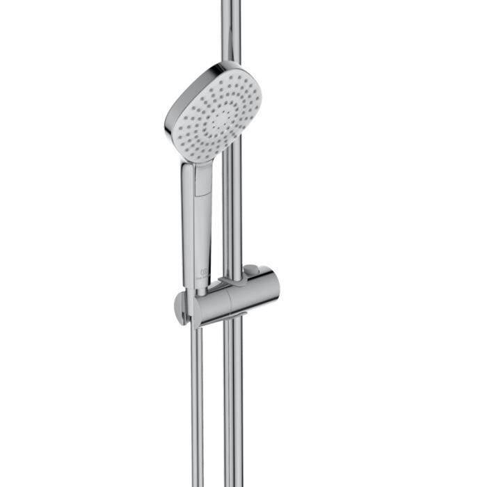 Thermostatische Duschsäule - CERATHERM T100 - Ø20 cm Kopf + Ø11 cm 3J Handbrause - Chrom - Idealer Standard