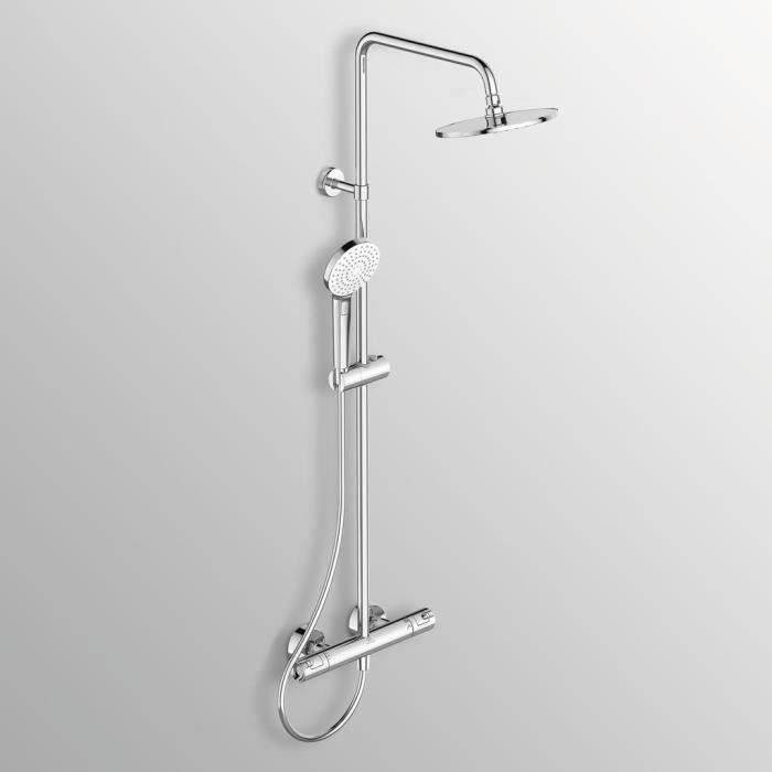 Thermostatische Duschsäule - CERATHERM T50 - Ø20 cm Kopf + Ø11 cm 3J Handbrause - Idealer Standard