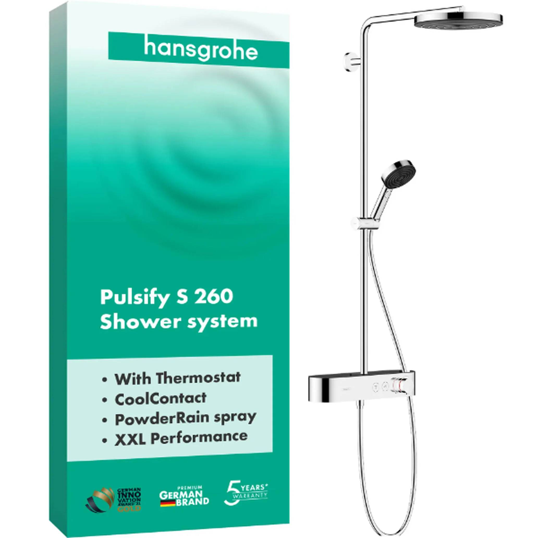 hansgrohe Set Pulsify S Showerpipe 260 mit Kopfbrause, Handbrause & ShowerTablet, 1 Stk.