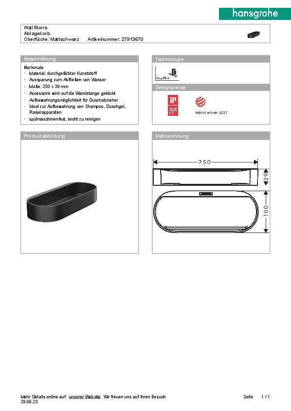 Ablagekorb WALLSTORIS HANSGROHE
